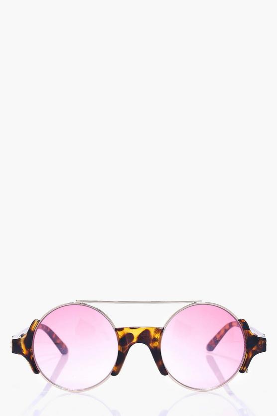 Ella Tortoise Pink Lense Retro Sunglasses